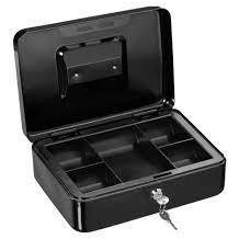 CAJA METALICA NEGRA GRANDE PARA DINERO