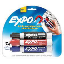 MARCADOR PARA PIZARRON EXPO COLORES C/3 MAS BORRADOR MAGNETICO
