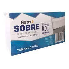 SOBRE BLANCO T/CARTA  6 3/4 C/100 FORTEC
