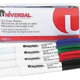 MARCADOR PARA PIZARRON PUNTA  FINA UNIVERSAL C/4 PZAS