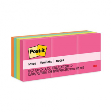 BLOQUE DE NOTAS MINI 1.5 X 2 COLORES PQT/12 3M